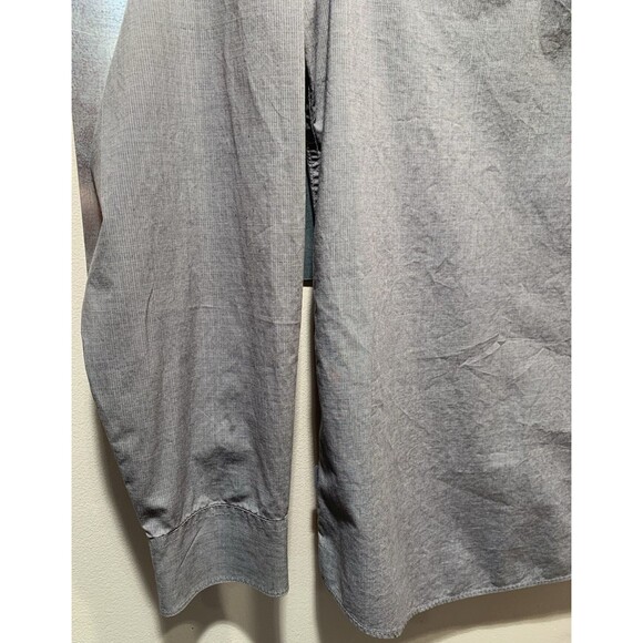 Slim Fit L Calvin Klein Geometric Pattern Gray 96% Cotton 4% Lastol Pocket Shirt - Picture 12 of 16